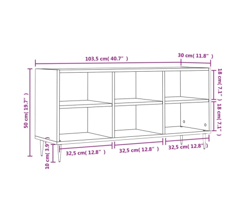 Mueble de TV madera de ingeniería blanco 103,5x30x50 cm