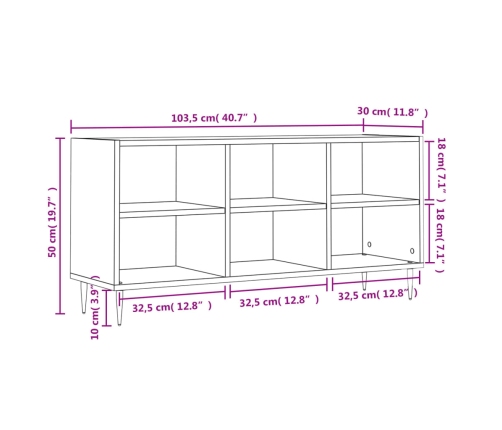 Mueble de TV madera de ingeniería negro 103,5x30x50 cm