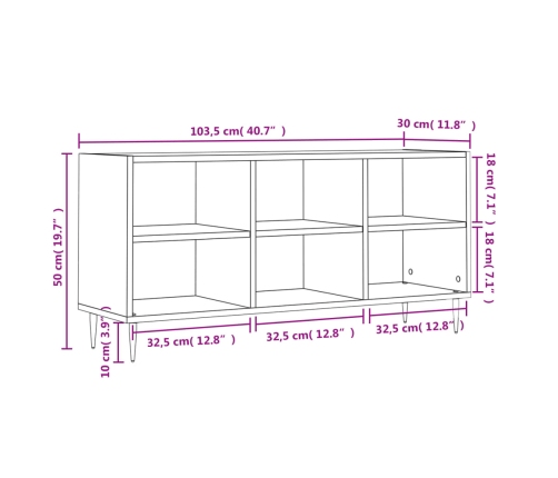 vidaXL Mueble de TV madera de ingeniería roble Sonoma 103,5x30x50 cm