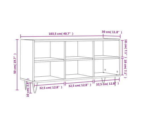 Mueble de TV madera de ingeniería negro 103,5x30x50 cm