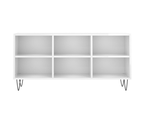 Mueble de TV madera de ingeniería blanco brillo 103,5x30x50 cm