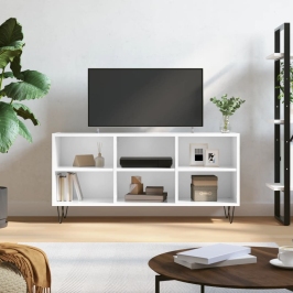 Mueble de TV madera de ingeniería blanco brillo 103,5x30x50 cm