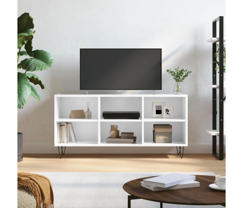 Mueble de TV madera de ingeniería blanco brillo 103,5x30x50 cm