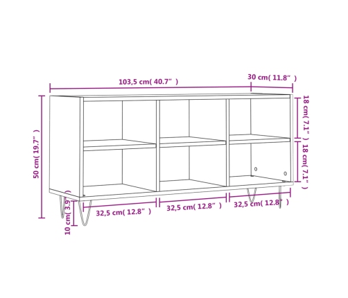 Mueble de TV madera de ingeniería gris hormigón 103,5x30x50 cm