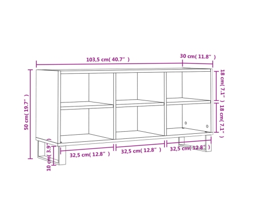 vidaXL Mueble de TV madera de ingeniería blanco 103,5x30x50 cm