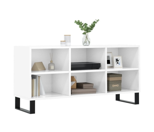 Mueble de TV madera de ingeniería blanco brillo 103,5x30x50 cm