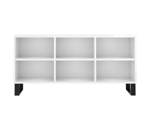 Mueble de TV madera de ingeniería blanco brillo 103,5x30x50 cm