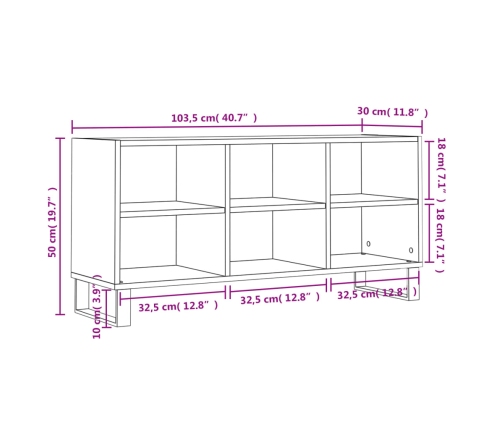 Mueble de TV madera de ingeniería blanco brillo 103,5x30x50 cm