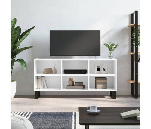 Mueble de TV madera de ingeniería blanco brillo 103,5x30x50 cm