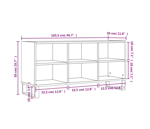 vidaXL Mueble de TV madera de ingeniería gris Sonoma 103,5x30x50 cm