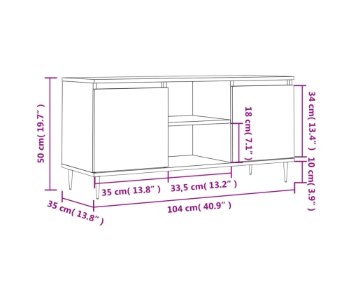 Mueble de TV madera de ingeniería blanco 104x35x50 cm