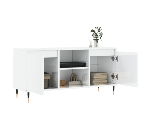 Mueble de TV madera de ingeniería blanco brillo 104x35x50 cm