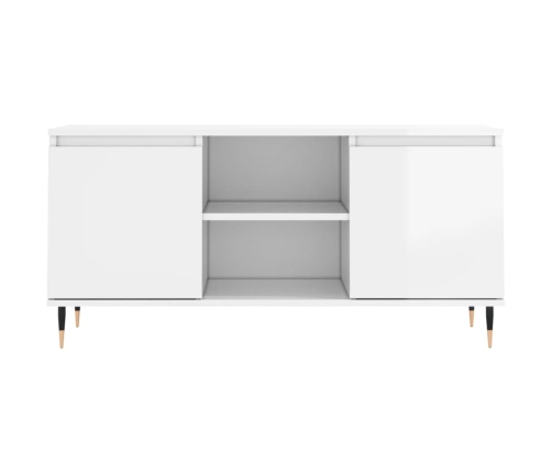 Mueble de TV madera de ingeniería blanco brillo 104x35x50 cm