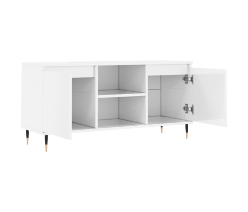 Mueble de TV madera de ingeniería blanco brillo 104x35x50 cm