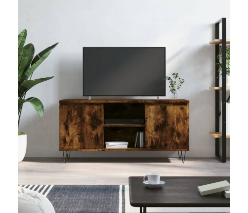 Mueble de TV madera de ingeniería roble ahumado 104x35x50 cm