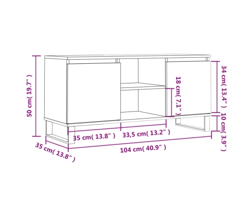 Mueble de TV madera de ingeniería blanco 104x35x50 cm