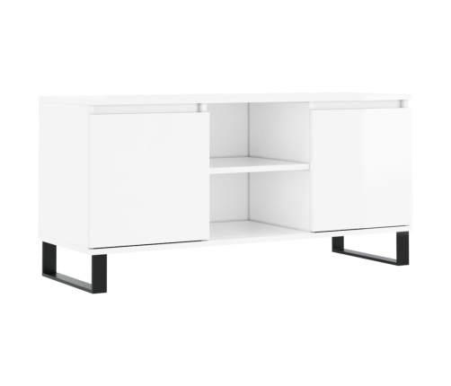 Mueble de TV madera de ingeniería blanco brillo 104x35x50 cm