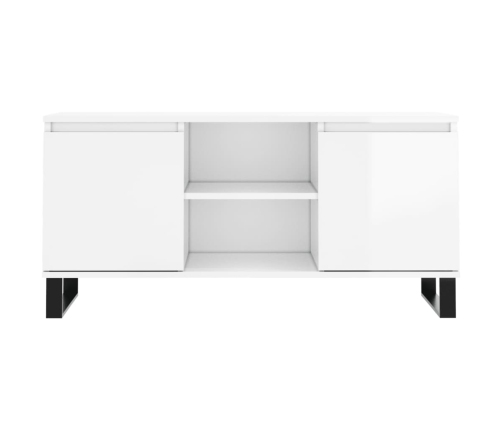 Mueble de TV madera de ingeniería blanco brillo 104x35x50 cm