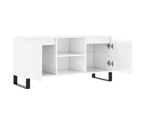 Mueble de TV madera de ingeniería blanco brillo 104x35x50 cm