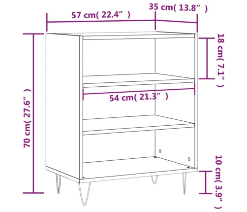 Aparador madera de ingeniería gris Sonoma 57x35x70 cm