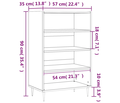 Aparador alto madera de ingeniería blanco 57x35x90 cm