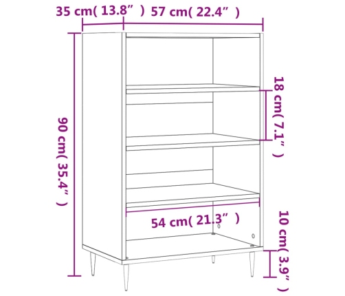 Aparador alto madera de ingeniería blanco brillante 57x35x90 cm