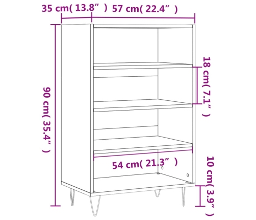 Aparador alto madera de ingeniería blanco brillante 57x35x90 cm