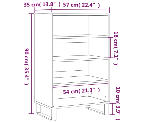 Aparador alto madera de ingeniería blanco 57x35x90 cm