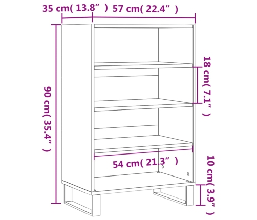 Aparador alto madera de ingeniería roble Sonoma 57x35x90 cm