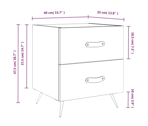 Mesita de noche madera de ingeniería blanco 40x35x47,5 cm