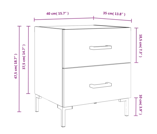 Mesita de noche madera ingeniería roble ahumado 40x35x47,5 cm