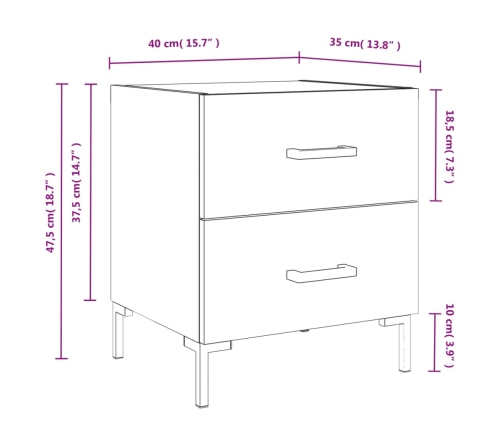 Mesita de noche madera de ingeniería gris Sonoma 40x35x47,5 cm