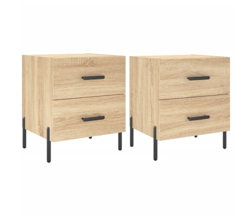 Mesita noche 2 uds madera ingeniería roble Sonoma 40x35x47,5 cm