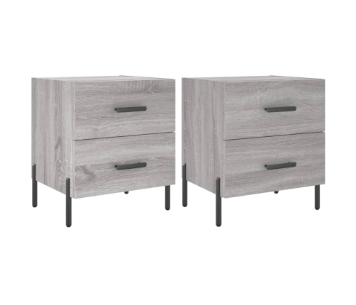 Mesitas noche 2 uds madera ingeniería gris Sonoma 40x35x47,5 cm