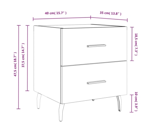 Mesita de noche madera de ingeniería roble marrón 40x35x47,5 cm