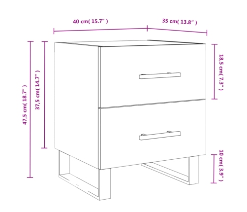 Mesita de noche madera ingeniería roble ahumado 40x35x47,5 cm