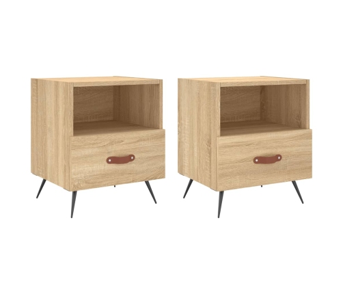 Mesita noche 2 uds madera ingeniería roble Sonoma 40x35x47,5 cm