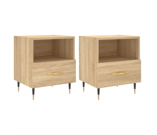 Mesita noche 2 uds madera ingeniería roble Sonoma 40x35x47,5 cm