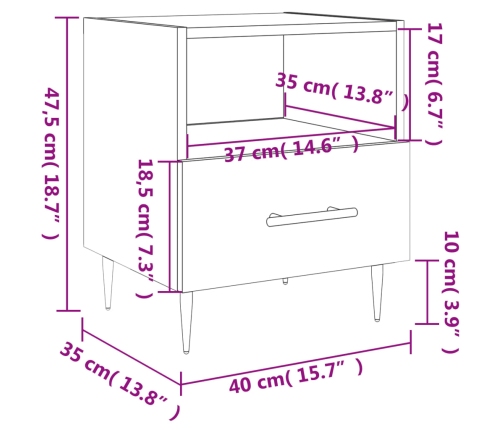 vidaXL Mesita de noche madera ingeniería roble ahumado 40x35x47,5 cm