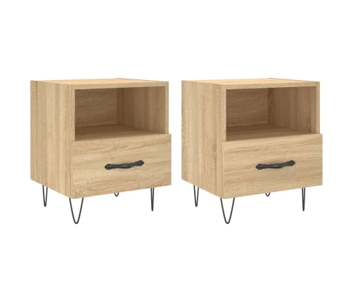 Mesita noche 2 uds madera ingeniería roble Sonoma 40x35x47,5 cm