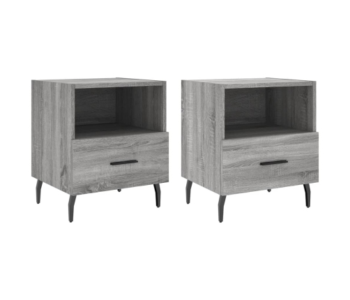 Mesitas noche 2 uds madera ingeniería gris Sonoma 40x35x47,5 cm