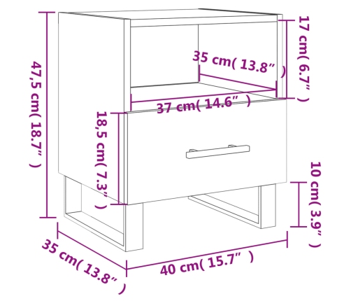 Mesita de noche madera de ingeniería roble marrón 40x35x47,5 cm