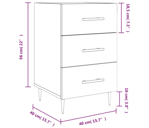 Mesita de noche madera de ingeniería roble Sonoma 40x40x66 cm