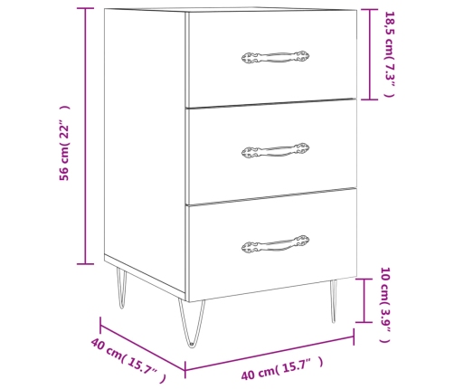 vidaXL Mesita de noche madera de ingeniería blanco brillo 40x40x66 cm