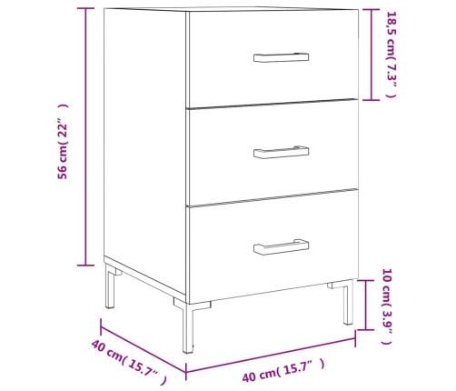 vidaXL Mesita de noche madera de ingeniería negro 40x40x66 cm