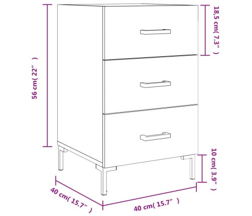 Mesita de noche madera de ingeniería gris hormigón 40x40x66 cm