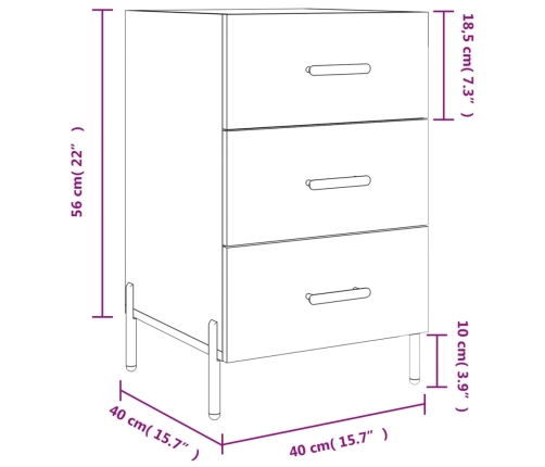 vidaXL Mesita de noche madera de ingeniería blanco 40x40x66 cm