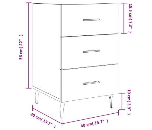 Mesita de noche madera de ingeniería blanco 40x40x66 cm