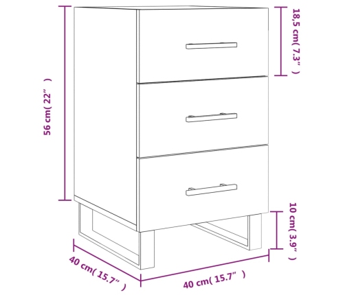 Mesita de noche madera de ingeniería roble ahumado 40x40x66 cm