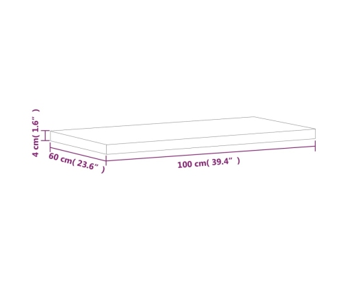 Tablero rectangular de madera maciza de haya 100x60x4 cm